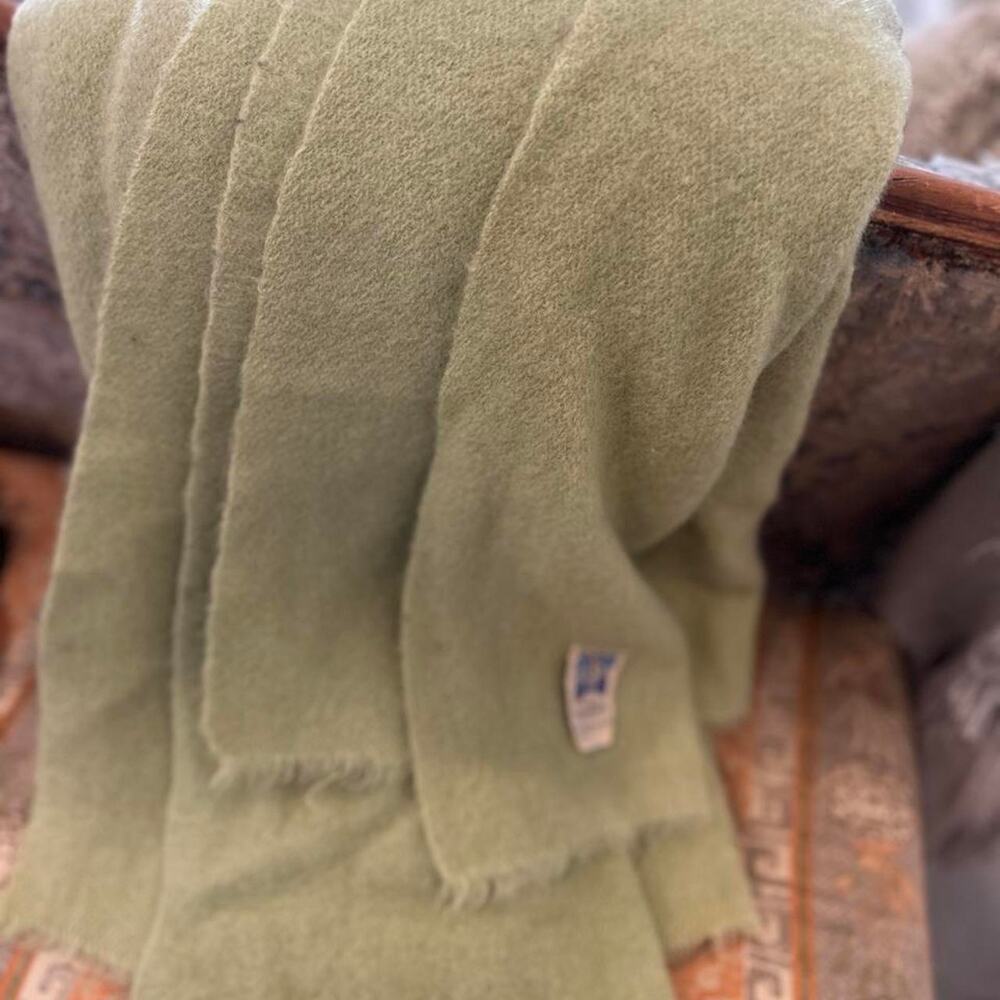 Vintage Kenwood 100% Wool Blanket Throw | Sage Green | Made in England